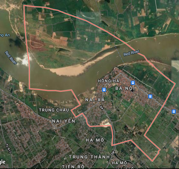Xã Hồng Hà trên bản đồ Google vệ tinh