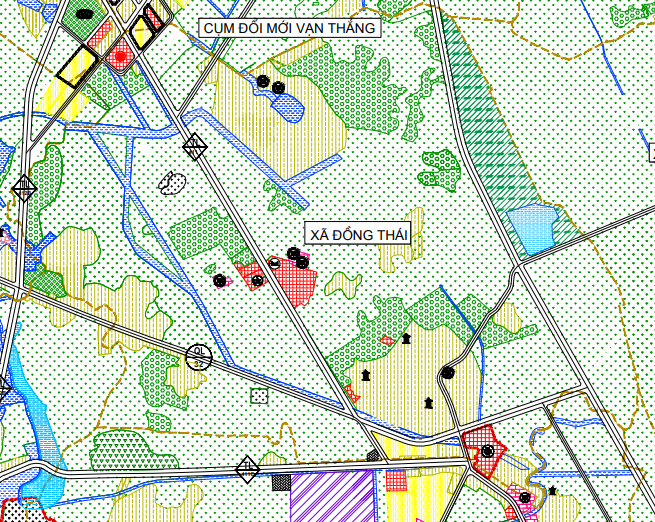 Dưới đây là bản đồ quy hoạch sử dụng đất xã Đồng Thái căn cứ theo bản đồ quy hoạch chung xây dựng huyện Ba Vì đến năm 2030.