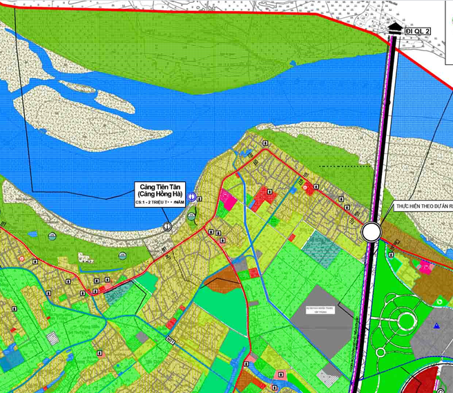 Bản đồ quy hoạch giao thông xã Hồng Hà theo bản đồ quy hoạch chung xây dựng huyện Đan Phượng, TP Hà Nội đến năm 2030