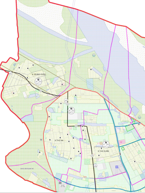 Bản đồ quy hoạch sử dụng đất xã Thọ An theo bản đồ quy hoạch chung xây dựng huyện Đan Phượng, thành phố Hà Nội đến năm 2030