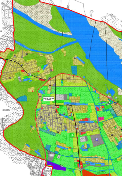 Bản đồ quy hoạch giao thông xã Thọ An theo bản đồ quy hoạch chung xây dựng huyện Đan Phượng, thành phố Hà Nội đến năm 2030