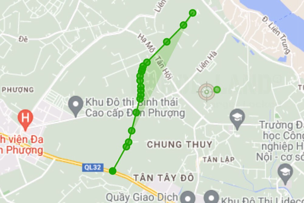 Sơ đồ tuyến đường sẽ mở theo quy hoạch ở xã Tân Lập. (Ảnh chụp từ Google Maps)