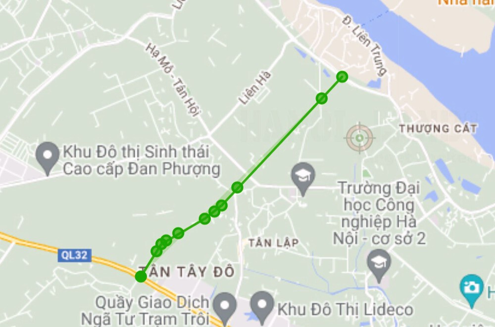  Sơ đồ tuyến đường sẽ mở theo quy hoạch ở xã Tân Lập. (Ảnh chụp từ Google Maps)