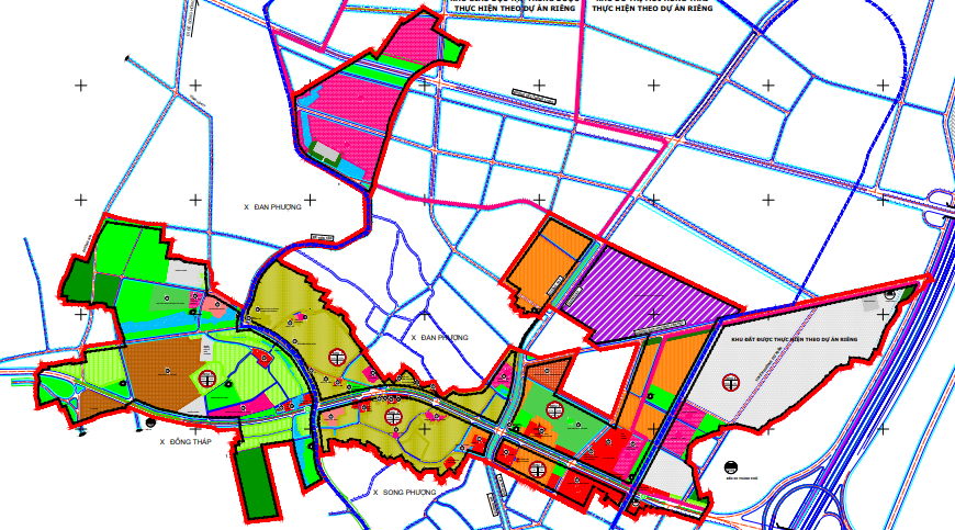 Bản đồ quy hoạch sử dụng đất thị trấn Phùng theo bản đồ quy hoạch chung thị trấn Phùng đến năm 2030