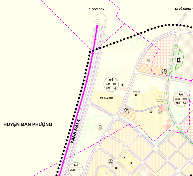 Bản đồ quy hoạch sử dụng đất phần thuộc Phân khu S1 và Phân khu GS