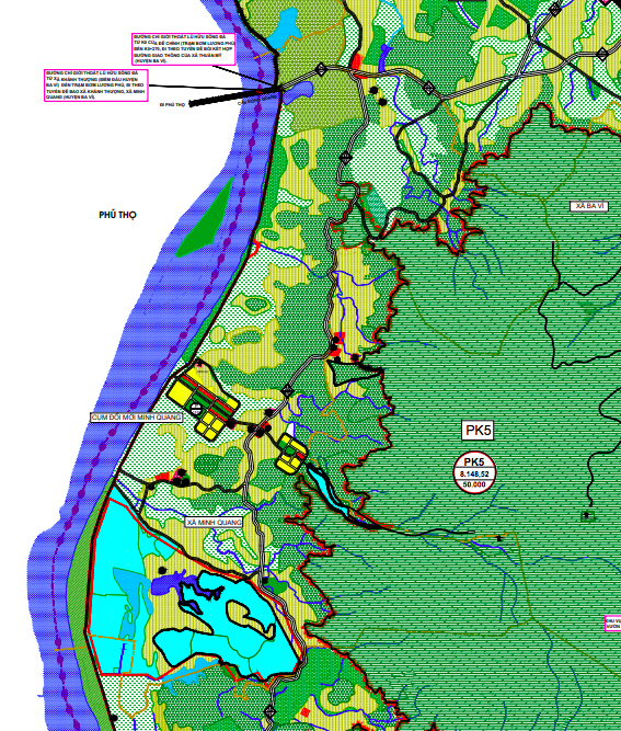Bản đồ quy hoạch sử dụng đất xã Minh Quang theo bản đồ quy hoạch chung xây dựng huyện Ba Vì đến năm 2030
