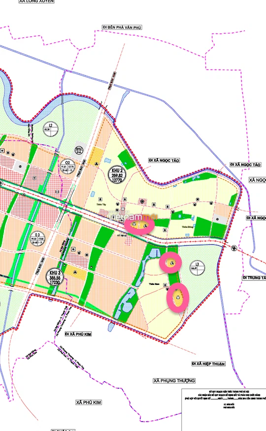 Một số khu đất dính quy hoạch của xã Phụng Thượng trên bản đồ quy hoạch sử dụng đất huyện Phúc Th