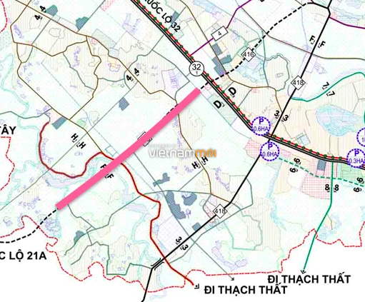 Bản đồ quy hoạch xã Trạch Mỹ Lộc, Phúc Thọ, Hà Nội| Kế hoạch sử dụng đất 11 Một trong số những đường sẽ mở ở xã Trạch Mỹ Lộc trong tương lai (đường kẻ hồng)