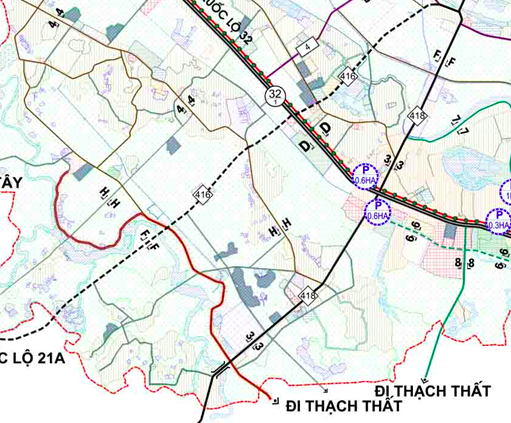 Bản đồ quy hoạch giao thông xã Trạch Mỹ Lộc phần thuộc Quy hoạch chung xây dựng huyện Phúc Thọ