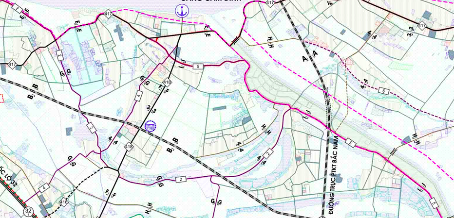 Bản đồ quy hoạch giao thông xã Võng Xuyên