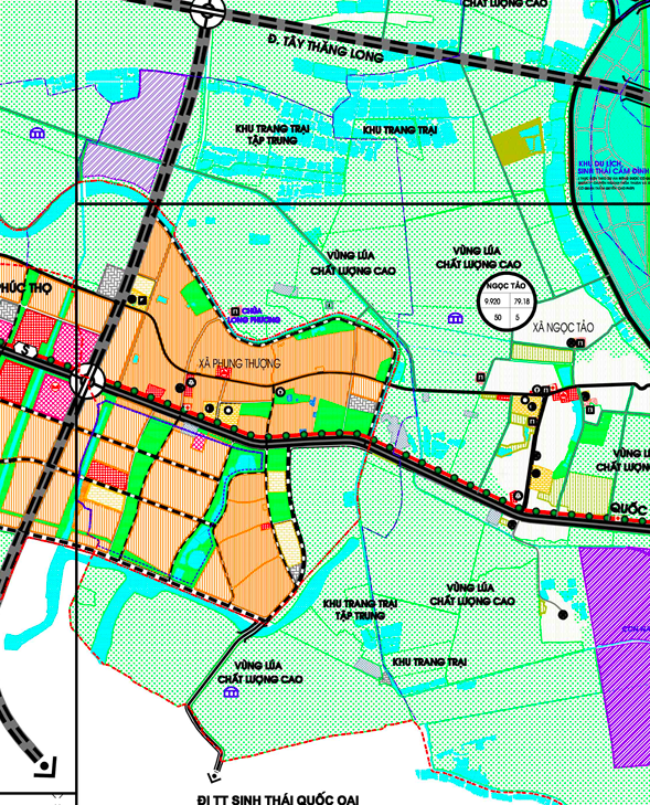 Bản đồ quy hoạch sử dụng đất xã Phụng Thượng phần thuộc Quy hoạch chung xây dựng huyện Phúc Thọ đến năm 2030