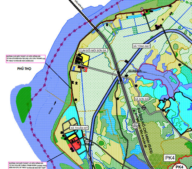 Bản đồ quy hoạch sử dụng đất xã Sơn Đà theo bản đồ quy hoạch chung xây dựng huyện Ba Vì đến năm 2030