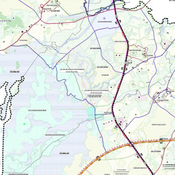Bản đồ quy hoạch giao thông xã Sơn Đông theo bản đồ quy hoạch chung xây dựng thị xã Sơn Tây thành phố Hà Nội đến năm 2030
