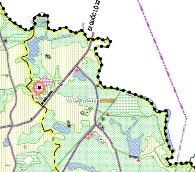 Một số khu đất dính quy hoạch của xã Cổ Đông trên bản đồ quy hoạch chung thị xã Sơn Tây đến năm 2030