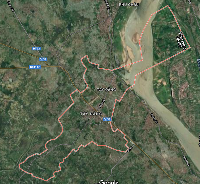 Thị trấn Tây Đằng trên bản đồ Google vệ tinh