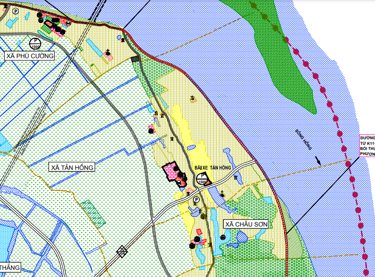 Bản đồ quy hoạch sử dụng đất xã Tản Hồng theo bản đồ quy hoạch chung xây dựng huyện Ba Vì đến năm 2030