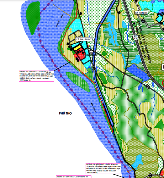 Bản đồ quy hoạch sử dụng đất xã Thuần Mỹ theo bản đồ quy hoạch chung xây dựng huyện Ba Vì đến năm 2030