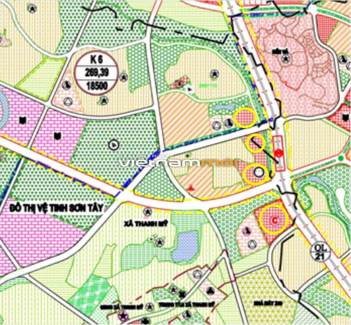 Một số khu đất dính quy hoạch của xã Thanh Mỹ được thể hiện trong bản đồ quy hoạch chung xây dựng thị xã Sơn Tây (lồng ghép đô thị vệ tinh Sơn Tây) thành phố Hà Nội đến năm 2030