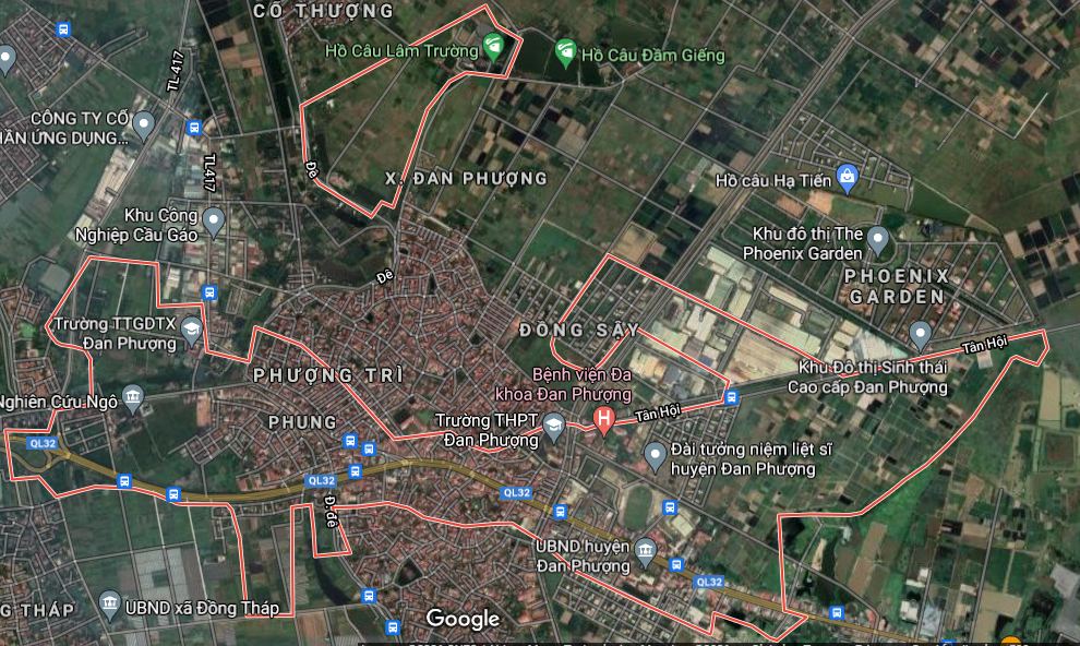 Thị trấn Phùng trên bản đồ Google vệ tinh