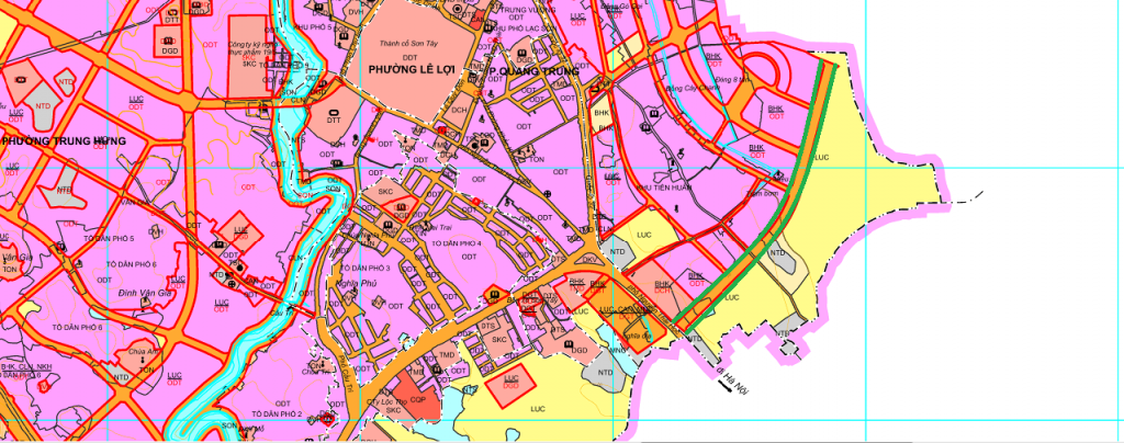  Đường có thể mở theo quy hoạch ở phường Viên Sơn theo bản đồ quy hoạch sử dụng đất thị xã Sơn Tây, thời kỳ 2021 - 2030. (Đường kẻ viền màu xanh lá).