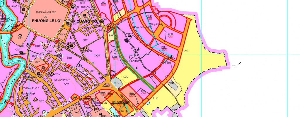  Đường có thể mở theo quy hoạch ở phường Viên Sơn theo bản đồ quy hoạch sử dụng đất thị xã Sơn Tây, thời kỳ 2021 - 2030. (Đường kẻ viền màu xanh lá)