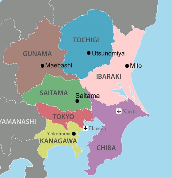 Bản đồ Vùng Kanto