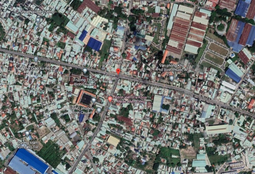 Hình ảnh Ngã Tư Bình Chuẩn, Tân Uyên, Thuận An, Bình Dương từ trên cao