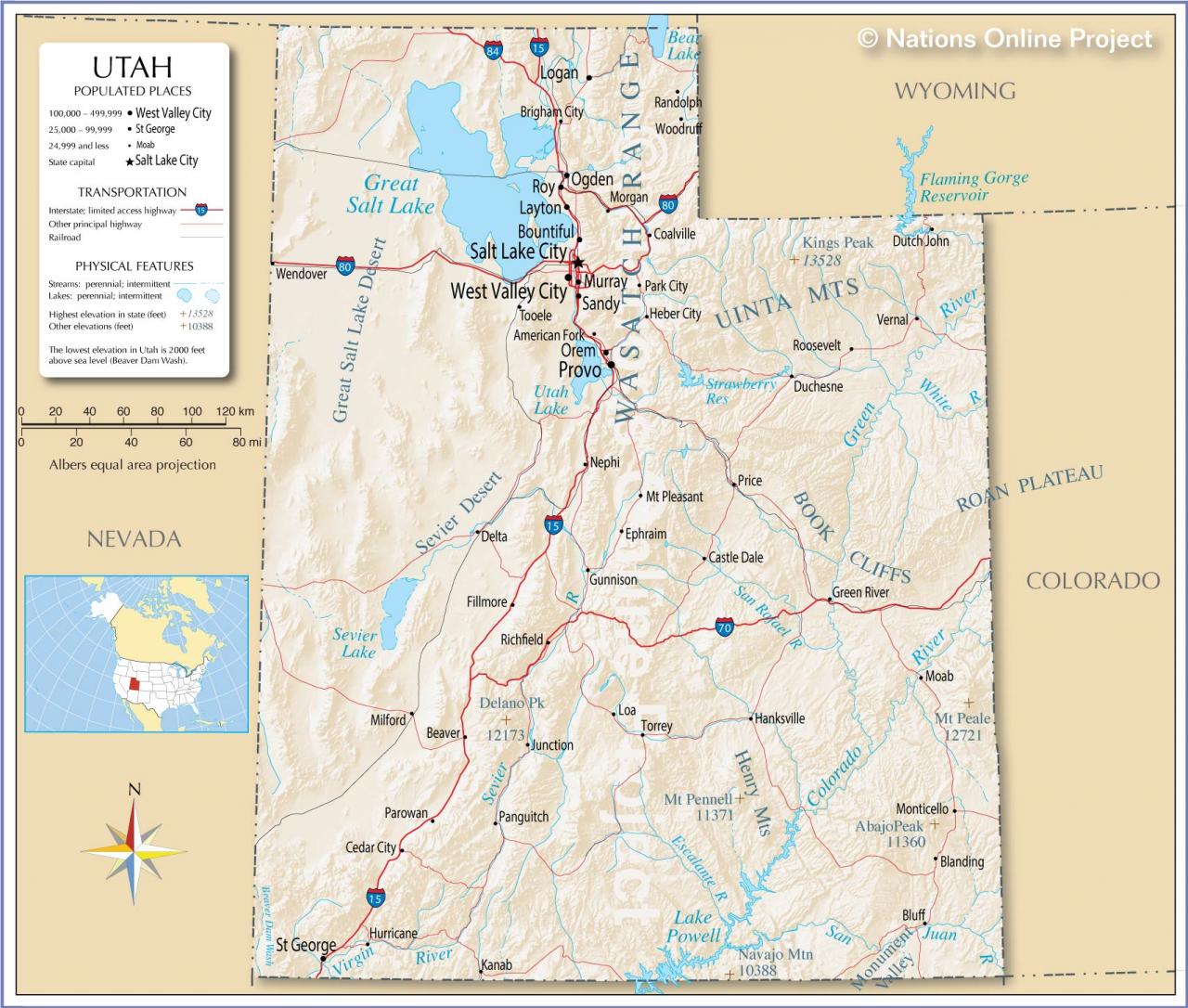 Bản đồ bang Utah