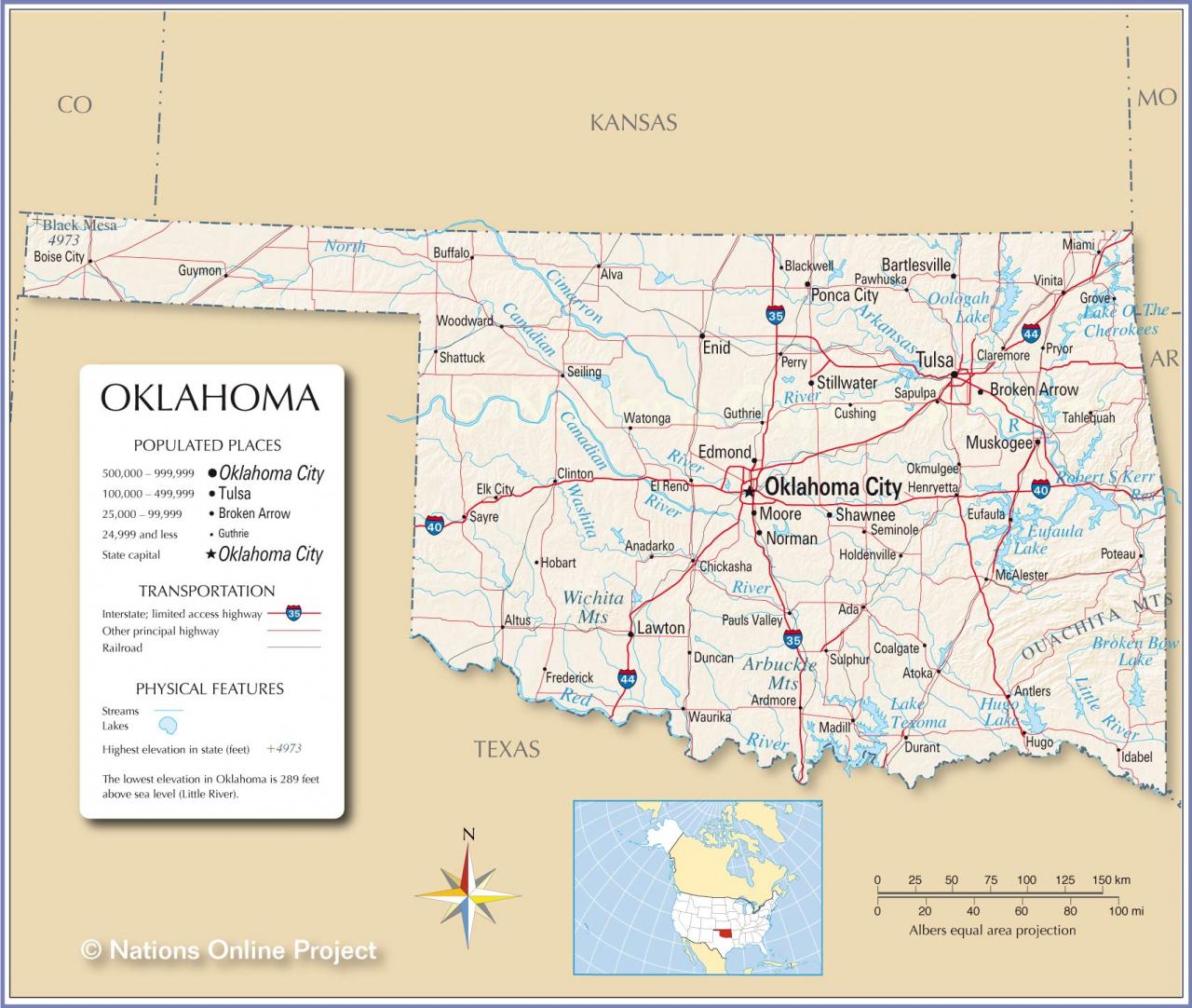 Bản đồ tiểu bang Oklahoma