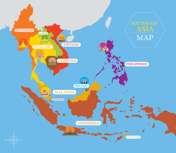 Bản đồ chi tiết 11 nước Đông Nam Á 