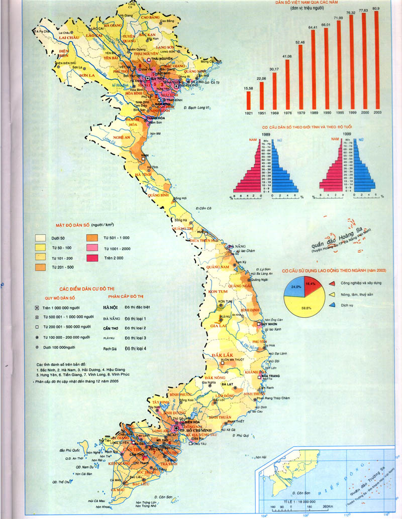 Bản đồ phân bố dân số Việt Nam