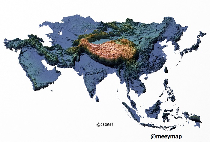 Bản đồ địa hình Châu Á