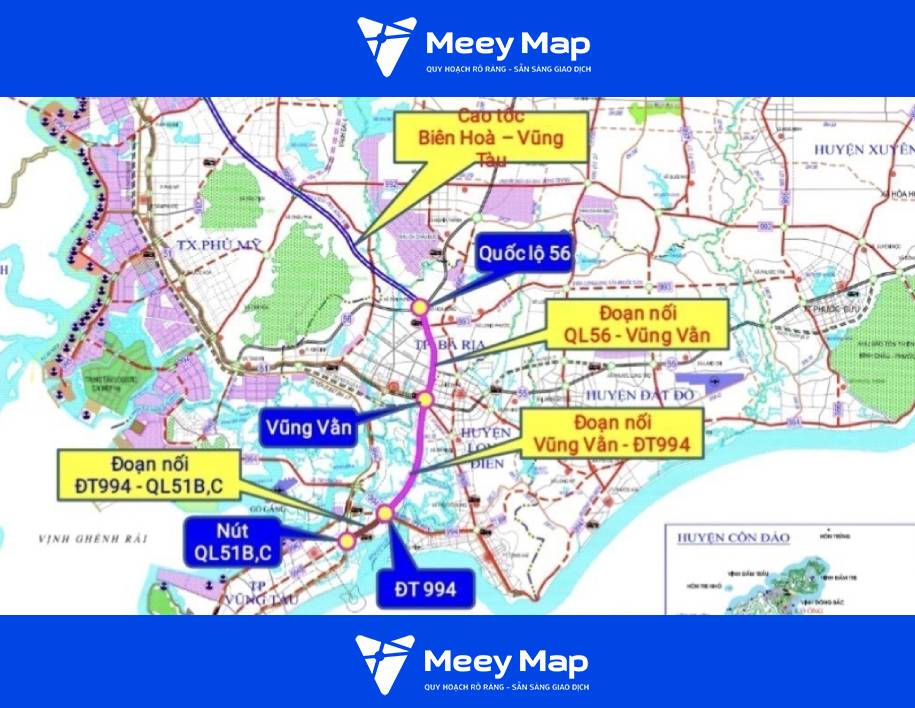 Bản đồ dự án đường cao tốc Biên Hòa - Vũng Tàu