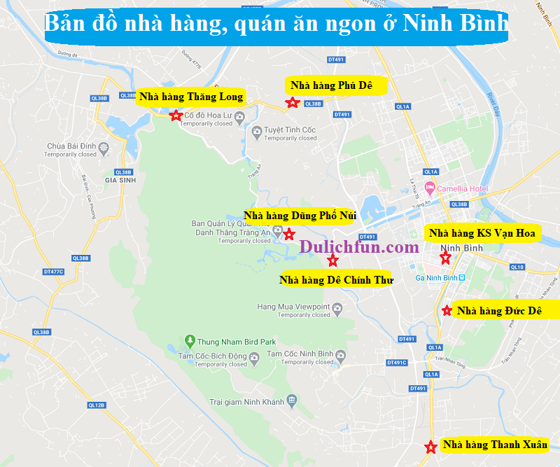 Bản đồ du lịch Ninh Bình về địa điểm ăn uống ngon rẻ