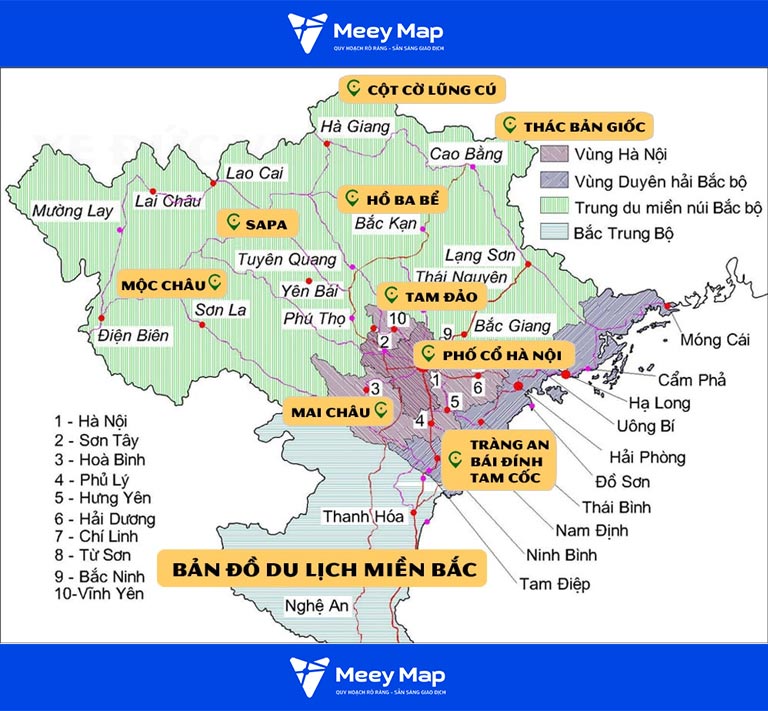Bản đồ Du Lịch Việt Nam | Tất cả các địa điểm du lịch 3 Bản đồ du lịch miền Bắc Việt Nam