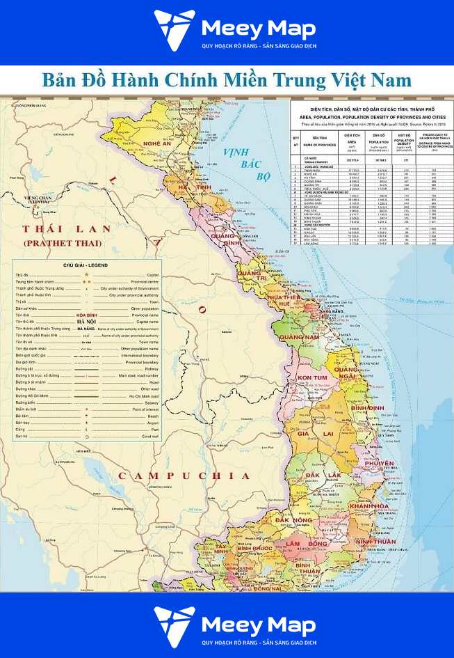 Ban do hanh chinh cac tinh o Mien Trung tai Viet Nam
