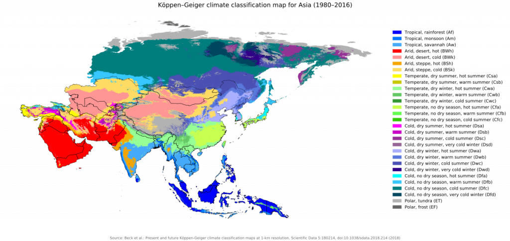 Bản đồ khí hậu Châu Á