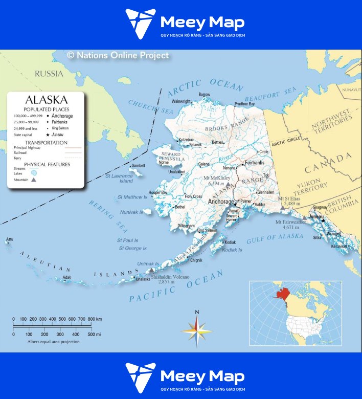 Bản Đồ Nước Mỹ Đầy Đủ Chi Tiết 2024 đủ 50 Bang Hoa Kỳ 42 Ban do tieu bang Alaska