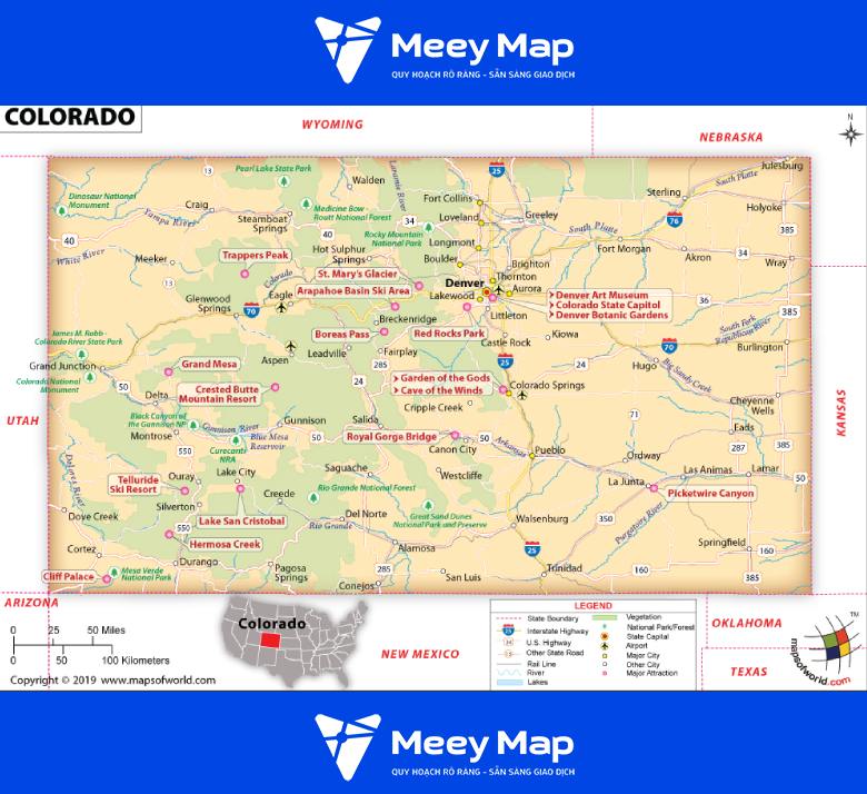 Bản Đồ Nước Mỹ Đầy Đủ Chi Tiết 2024 đủ 50 Bang Hoa Kỳ 36 Ban do tieu bang Colorado