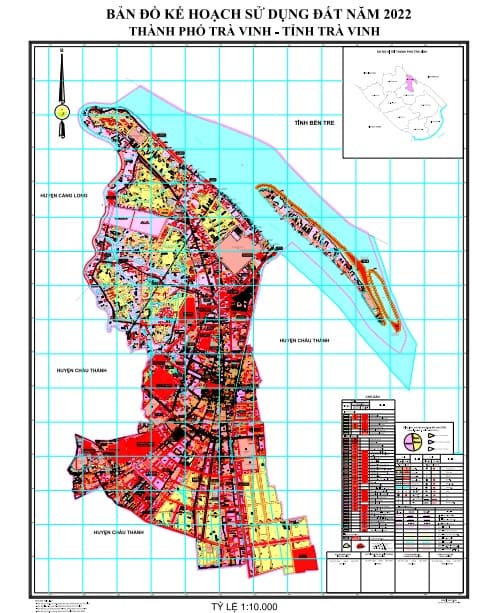 Bản đồ quy hoạch thành phố Trà Vinh, Trà Vinh 2024| Kế hoạch sử dụng đất 6 Bản đồ kế hoạch sử dụng đất năm 2022, TP. Trà Vinh