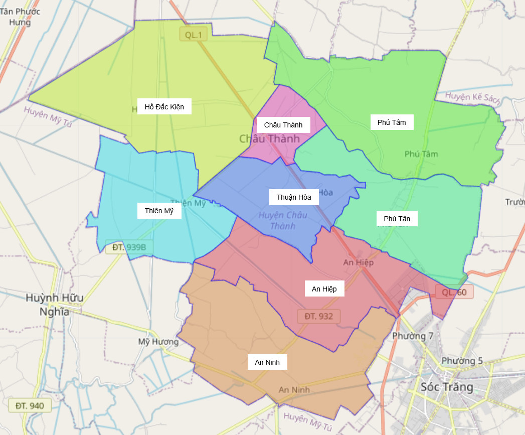 Bản đồ Huyện Châu Thành, Sóc Trăng