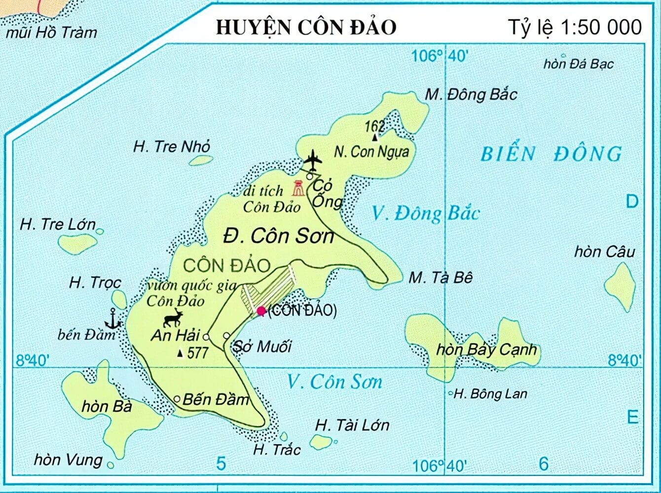 Bản đồ Huyện Côn Đảo, Bà Rịa - Vũng Tàu| Bản đồ du lịch Côn Đảo