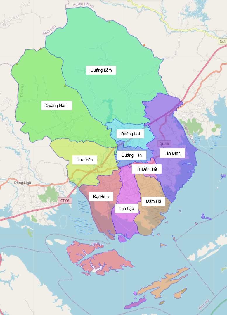 Bản đồ Huyện Đầm Hà, Quảng Ninh