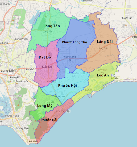 Bản đồ Huyện Đất Đỏ, Bà Rịa - Vũng Tàu | Meey Map