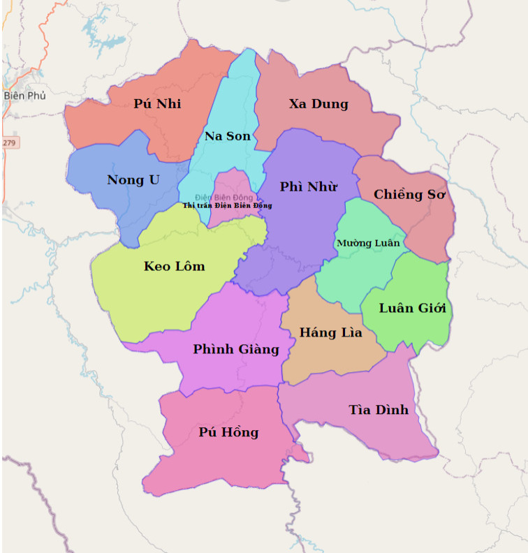 Bản đồ Huyện Điện Biên Đông, Điện Biên