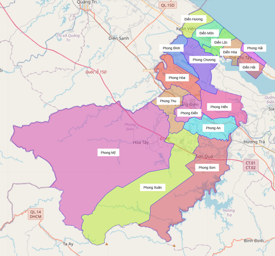 Bản đồ Huyện Phong Điền, Thừa Thiên Huế