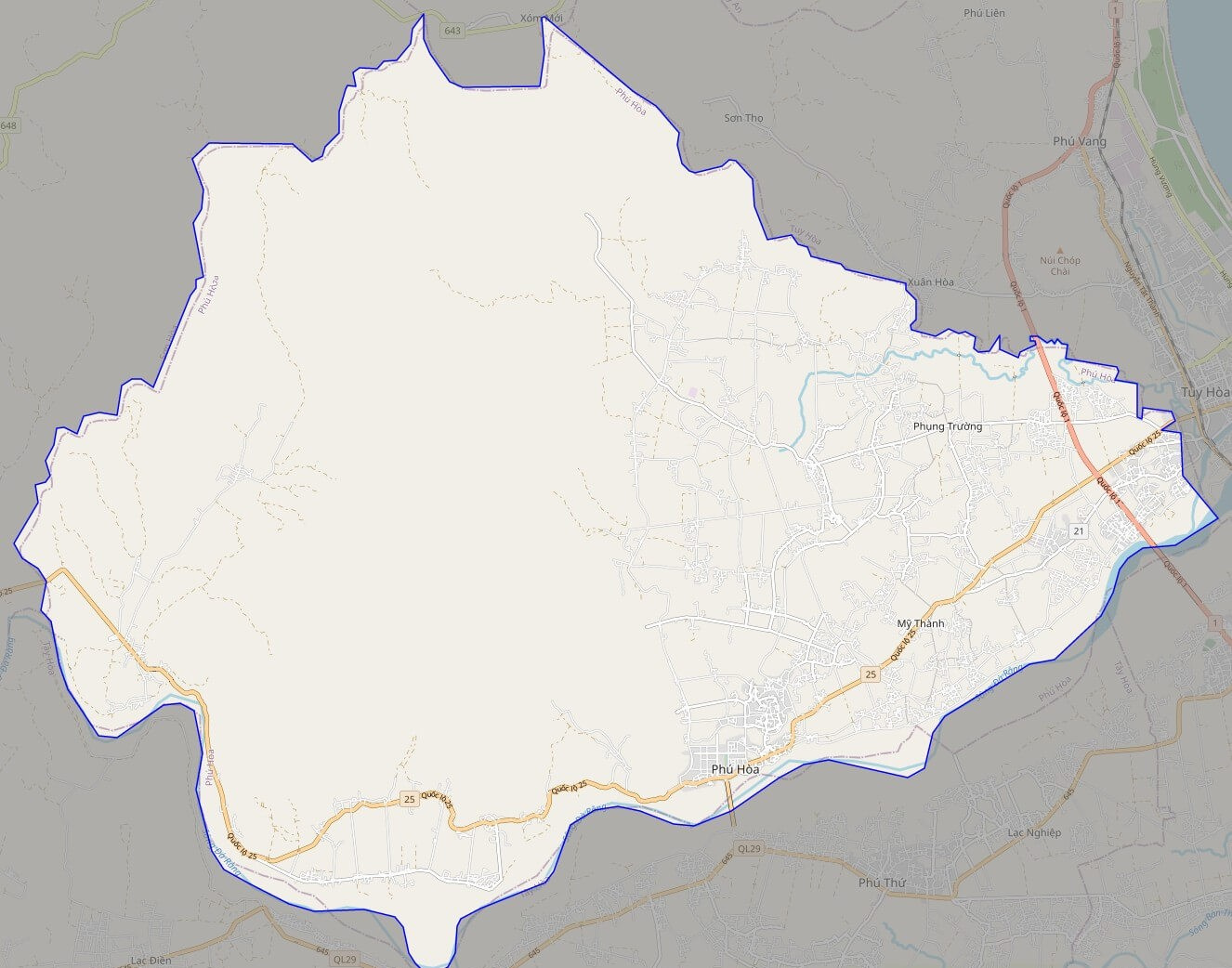 Bản đồ Huyện Phú Hoà, Phú Yên