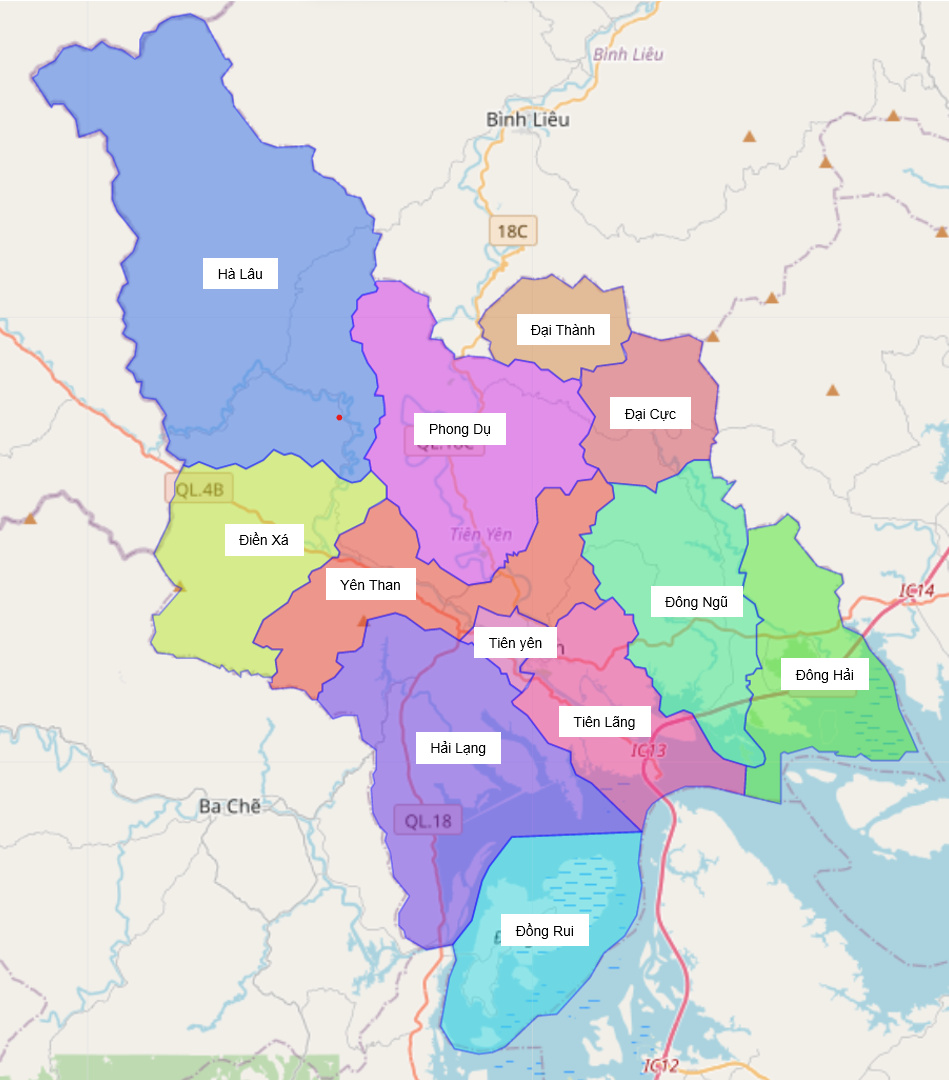 Bản đồ Huyện Tiên Yên, Quảng Ninh