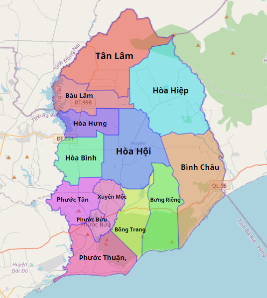 Bản đồ Huyện Xuyên Mộc, Bà Rịa - Vũng Tàu