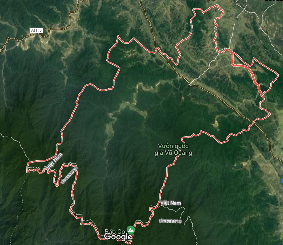 Huyện Vũ Quang trên Google Satellite